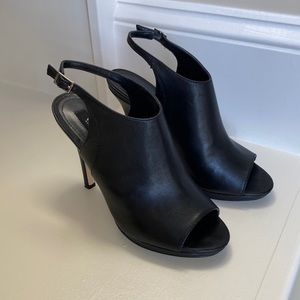 WHBM Beautiful Black High Heel Mules. In good used condition. Size 8